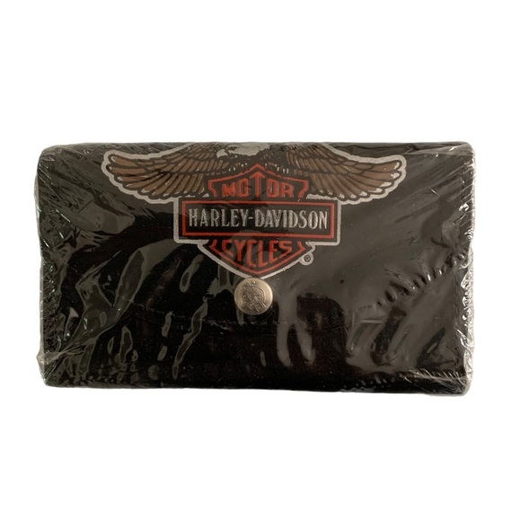 Vintage Harley Davidson Motorcycles Black Genuine Leather Wallet Made in USA - Picture 3 of 13